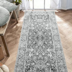 Washable Non-Slip Cream Rug - 3x8 Kitchen Runner with Non-Shedding, Boho Distressed Carpet for Hallways & Bedroom Vintage Grey