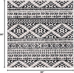 SAFAVIEH Tulum Collection Area Rug - 8' Square, Ivory & Black, Moroccan Boho Tribal Design, Non-Shedding & Easy to Clean, Ideal for Living Room, Bedroom, Dining Space (TUL272B)
