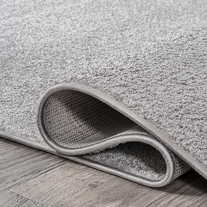 Eyely UES100K-15 Supersoft Haze Solid Low-Pile Indoor Area Rug, Coastal, Bohemian, Minimalist, Classic, Casual for Bedroom,Kitchen,Living Room,Non Shedding,Easy-Washing, Gray, 12 X 15