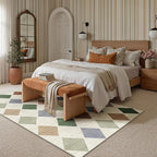 5x7 Checkered Area Rugs for Living Room Colorful Machine Washable Large Rug Non-Slip Stain Resistant Low Pile Boho Accent Indoor Throw Carpet for Office Bedroom Dining Room Classroom