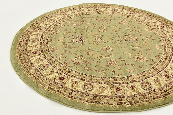 Unique Loom Voyage Collection Traditional Oriental Classic Intricate Design Area Rug (6' 0 x 6' 0 Round, Green/Ivory)