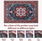 Tangsoo Oriental Red Rug 4x6 Washable Vintage Rugs Non Slip Indoor, Distressed Carpet for Living Room, Dining Room, Soft Low Pile Rugs Boho Foldable Floor for Bedroom Dorm Bedside Bathroom