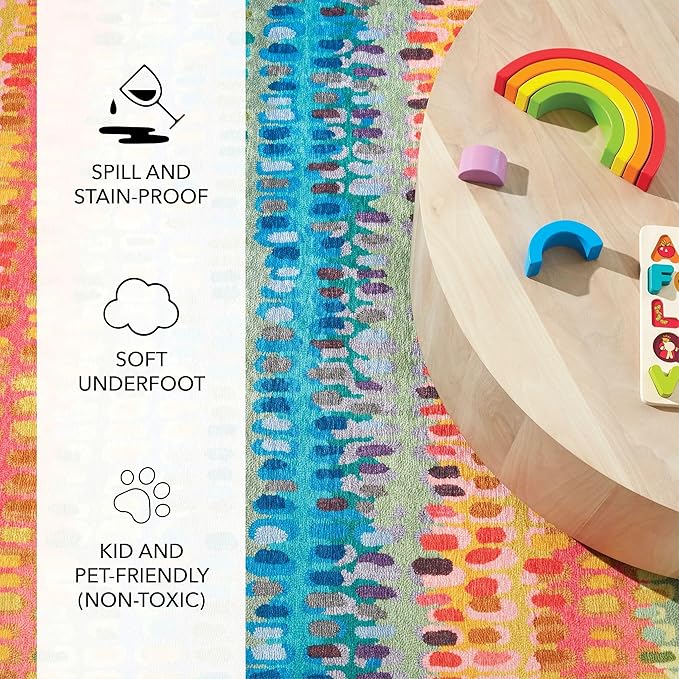 Dash and Albert Paint Chip Machine Washable Area Rug - 2' x 3' Multicolor - Geometric Accent Rug - Anti-Slip Backing, Lightweight, Machine Washable, High Traffic Areas Kitchen, Mudroom, Laundry Room