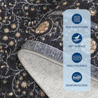 GarveeHome Boho 6x9 Area Rug for Living Room, Floral Vintage Rugs for Bedroom with Soft Low Pile, Non Slip Stain Resistant Botanical Washable Rug 6x9 for Dining Room Blue Carpet for Dorm Office
