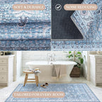 Fame Living Washable Area Rug. Modern Farmhouse. Vintage. Turkish. Bohemian. Distressed. Oriental. Traditional. Rugs for Living Room. Dining. Bedroom. Office. Entryway. Foyer. (866CBl, 2'5" x 4'9")