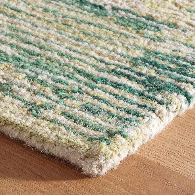 Dash and Albert x Kit Kemp Ladycross Wool Area Rug - 3' x 5' Green Graphic Hand Hooked Accent Rug - Durable, High Traffic Areas Living Room, Hallway, Stairs