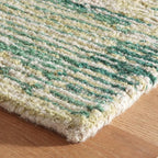 Dash and Albert x Kit Kemp Ladycross Wool Area Rug - 2.5' x 8' Runner Green Graphic Hand Hooked Accent Rug - Durable, High Traffic Living Room, Hallway, Stairs