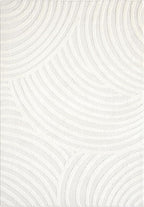 Abani Nomad Cream Tone-on-Tone Area Rug 6' x 9' for Living Room, Bedroom - Linear Curves Pattern - Durable & Easy to Clean