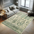 Ambesonne Leafy Design Decorative Rug, Boho Silhouettes of Jungle Leaves Grungy Stripes on Creamy Back, Quality Carpet for Bedroom Dorm and Living Room, 2' 2" x 3' 7", Laurel Green Champagne