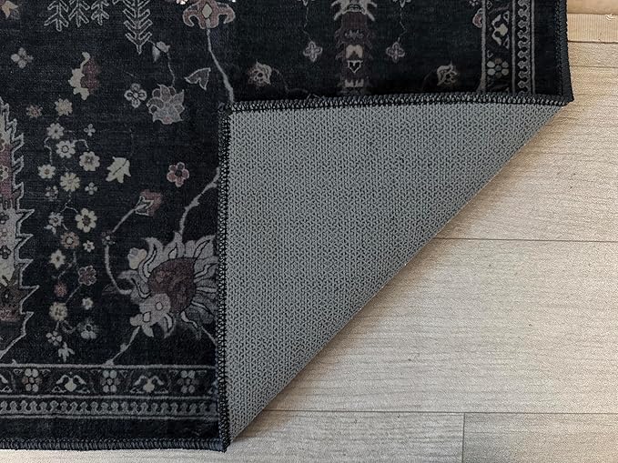 GLN Rugs Traditional Collection - Machine Washable Area Rug, Traditional Washable, Non Slip, Low Pile Chenille Rug, Living Room, Bedroom, Kitchen Rug (6' x 9' Terra/Multicolor 1168)