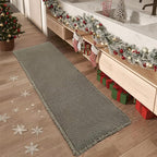 Upgraded Christmas Waffle Runner Rug Super Absorbent Non Slip Bath Mats for Bathroom Floor Washable Bathroom Runner Rug with Tassels, Ideal for Hallway Bedroom Laundry Room, Green, 2' x 6'(24" x 72")