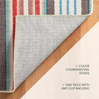 Dash & Albert Ranch Stripe Machine Washable Rug, 4 X 6 Feet, Multi Stripe Pattern