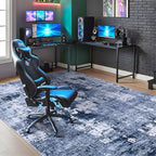 Area Rug Living Room Rugs - 9x12 Washable Large Soft Indoor Neutral Modern Abstract Low Pile Rug Carpet for Bedroom Dining Room Farmhouse Home Office - Navy Blue