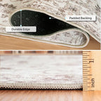 ReaLife Rugs Machine Washable Area Rug - Living Room Bedroom Bathroom Kitchen Entryway Office - Padded Crease Free Stain Resistant Premium - Boho Farmhouse Vintage- BEV- Beige - 2'x 3'