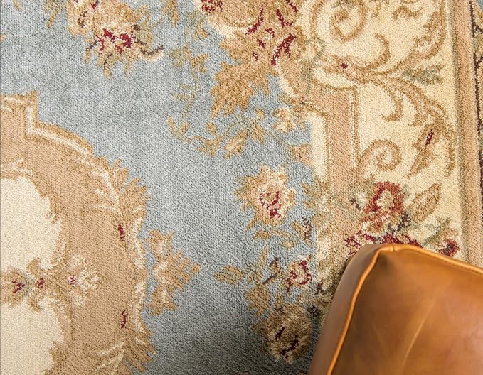 Rugs.com Chateau Collection Rug - 13 Ft Runner Light Blue Medium Pile Rug