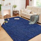 Andency Navy Soft Area Rugs for Living Room Bedroom, 5x8 Fluffy Shaggy Bedside Rug, Non-Slip Large Shag Fuzzy Plush Carpets for Bedroom Kids Dorm Nursery Home Decor Aesthetic