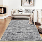 RUGSREAL Washable Rug 10x13 for Living Room Modern Abstract Area Rug Non-Slip Contemporary Bedroom Rug Stain Resistant Aesthetic Accent Floor Carpet Foldable Solid Rug for Home Office, Ivory/Grey
