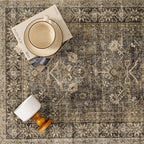 6x9 Brown Black Area Rug for Living Room Washable Vintage Distressed Carpet Large Bedroom Low Pile Non Slip Indoor Soft Retro Throw Accent Rug Office Kitchen Bathroom Dining Room