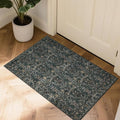 Small Rug 2x3 for Entryway: Boho Floral Door Mat Indoor Entrance Washable - Non-Slip Low Pile Thin Carpet Rugs for Kitchen Bathroom Front Door Laundry - Dark Green