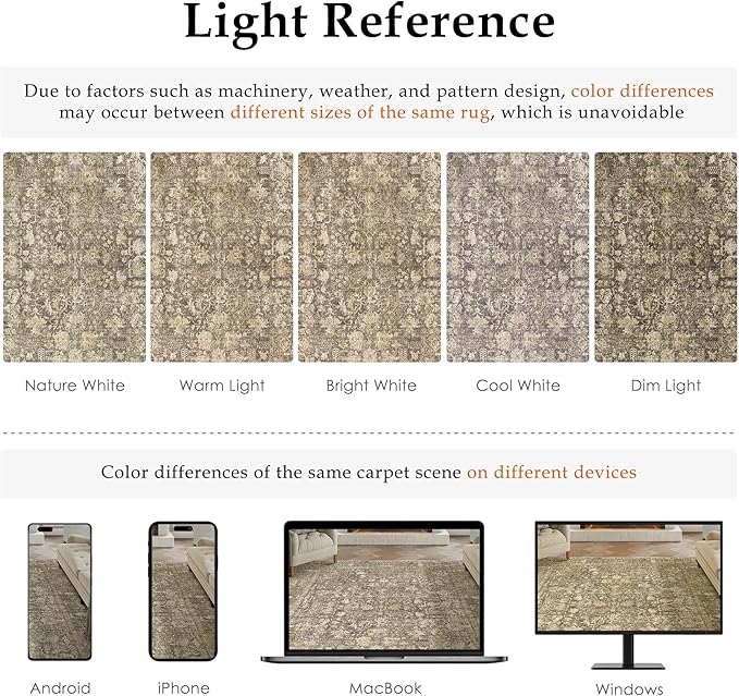 Brown Area Rug 6x9 Machine Washable Vintage Living Room Distressed Non Slip Carpet Traditional Indoor Bedroom Retro Floral Accent Throw Large Rug for Office Kitchen Dining Room