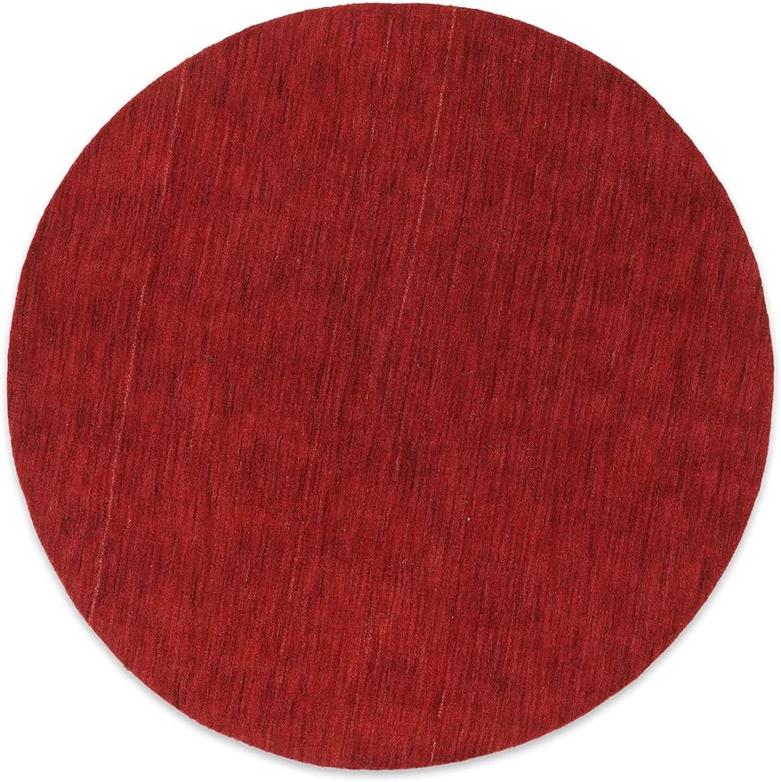 Hand Knotted Loom Wool ECO-Friendly Area Rugs - 10'x10', Round, Red Color, Solid Plain Design, High Pile Thick Handmade Anti Skid Area Rugs for Living Room, Bed Room (L00111)