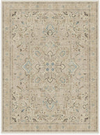 RUGGABLE Washable Vintage Area Rug – Kamran Ivory Opal 9x12, Stain-Resistant, Non-Slip – Large Machine Washable Rugs for Living Room, Bedroom, Hallway, Entryway & Office–with Standard Pad