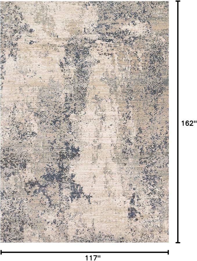Loloi Teagan Collection TEA-07 Natural/Denim 9'-9" x 13'-6" Area Rug, Large, Soft Neutral Rug, High-Traffic for Living Room, Bedroom, Home Office, Dining Area
