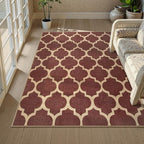 Lahome Moroccan Outdoor Rug 5x7, Easy Jute Red Washable Rugs for Patio Living Room Outdoor Decor, Geometric Woven Area Rug Non Slip for Backyard, Thin Farmhouse Carpet for Bedroom Dining Room