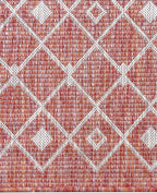 Unique Loom Outdoor Trellis Collection Area Rug - Tribal Trellis (13' Square, Rust Red/ Ivory)