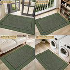 BEQHAUSE Indoor Door Mat 32" x 48", Dirt Trapper Door Mats Non-Slip Entryway Rugs Washable, Resist Dirt Absorbent Welcome Mat, Low Profile Floor Mats for Front Back Door and Entryway, Green
