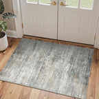 Bavni Washable Area Rug, Soft Grey Rugs Non-Slip, Thin Foldable 3x5 Rug, Modern Stain Resistant Rug for Living Room, Kitchen, Bedroom, Granite Gray