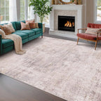 Pink and Grey 6x8 Living Room Rug, Morden Washable Area Rug for Bedroom, Non Slip Carpet for Dinning Room Under Table, Medallion Distressed Print Pattern
