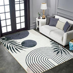 RoomTalks Mid Century Modern Living Room Rug Washable 5x7 Rug, Black Boho Cute Aesthetic Area Rugs Carpet for Bedroom Dining Room Office, Vintage Abstract Leaves Thin Indoor Entryway Carpet