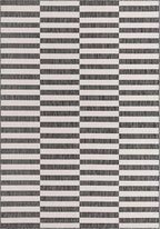 Unique Loom Outdoor Striped Collection Classic Stripes, Transitional Indoor & Outdoor Area Rug (8' 0 x 11' 0 Rectangular, Charcoal/ Ivory)