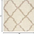 SAFAVIEH Dallas Shag Collection Area Rug - 4' Square, Ivory & Beige, Trellis Design, Non-Shedding & Easy Care, 1.5-inch Thick Ideal for High Traffic Areas in Living Room, Bedroom (SGD257B)