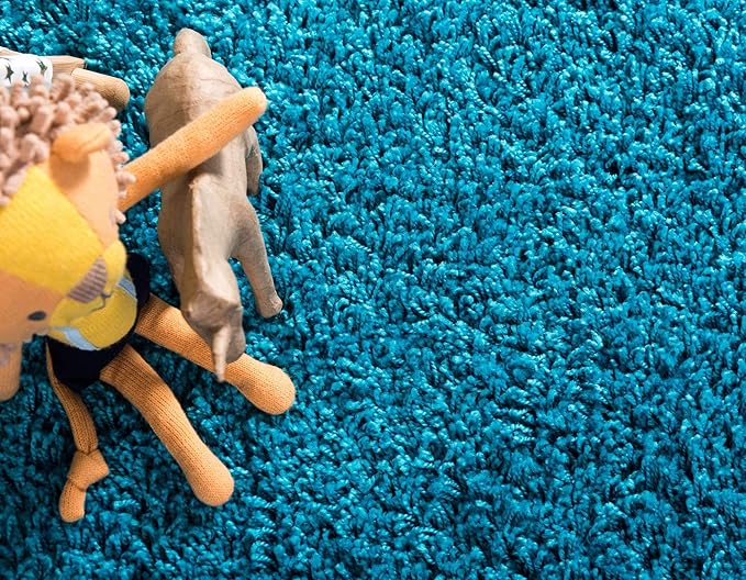 Unique Loom Solid Shag Collection Area Rug (3' 3" x 5' 3" Rectangle, Turquoise)