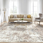 6x9 Area Rugs Washable Rug: Large Abstract Modern Soft Stain Resistant Indoor Floor Non Slip Accent Carpet for Living Room Bedroom Nursery Playroom Dining Room Office Dorm Home House Decor- Brown