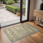 2x3 Entrance Rug Machine Washable Rug Small Door Mat,Ultra-Thin Low Pile Pad,Lightweight Indoor Carpet,Non Slip Floral Area Rug for Entryway,Bedside,Kids Room,Laundry,Bathroom,Sage