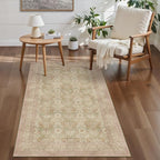 Bavni 3x5 Vintage Floral Rug, Washable Non Slip Area Rug for Entryway, Bedroom, Kitchen or Living Room, Low Pile Carpet, Brown Pink