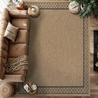 Easy Jute Rugs 6x9 Frame Natural Color Living Room Indoor Outdoor Area Rug for Patio and Kitchen Rug High Traffic Washable Easy to Clean Solid Boho Woven Design Carpet (6 x 9)