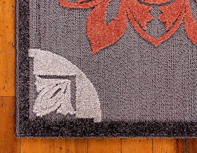 Unique Loom Outdoor Modern Collection Area Rug - Chicago (8' x 10' Rectangle, Brown/ Orange)