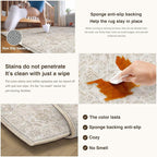 HUGEAR 2x6 Machine Washable Hallway Runner Rugs Vintage Grey - Neutral Non Slip Stain Resistant Low Pile Aesthetic Throw Carpet Kids & Pet Friendly for Bedroom Kitchen