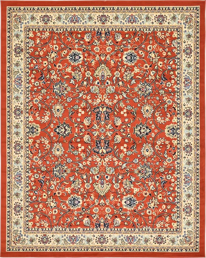 Unique Loom Sialk Hill Collection Area Rug - Washington (7' 10" x 10' Rectangle Terracotta/Cream)