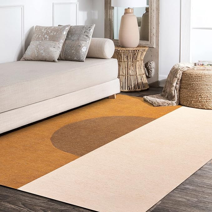 JONATHAN Y Machine Washable Indoor Area Rug 3X5 Brown/Cream/Terracotta, Demie Minimalist Graphic Circle for Living Room, Bedroom, Kitchen, Office, Easy-Cleaning, Pet-Friendly, Non-Shedding WSH114A-3