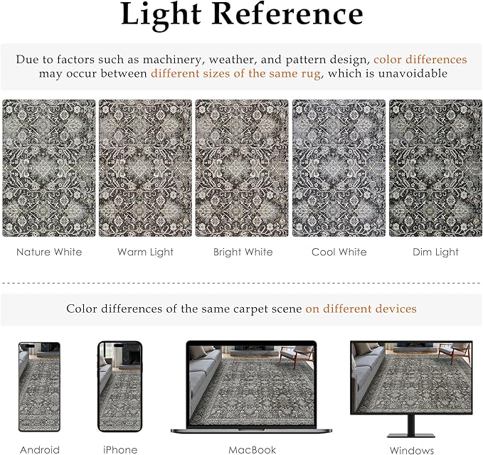 Black Runner Rug 2x10 Vintage Area Carpet Hallway Long Indoor Kitchen Washable Living Room Low Pile Traditional Distressed Retro Accent Throw Rug Non Slip Laundry Bathroom Office Dining Room