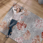 CAMILSON Indoor Outdoor Rug, Mult 9’x12’ Leaf Tropical Botanical Area Rugs for Indoor and Outdoor patios, Easy-Cleaning Non-Shedding Living Room, Garden and Kitchen Washable Outside Carpet (9x12)