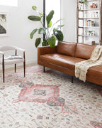 Loloi Skye Collection SKY-02 Ivory/Berry 7' x 9' Oval Area Rug