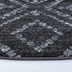 SAFAVIEH Adirondack Collection Area Rug - 6' Round, Black & Ivory, Modern Diamond Distressed Design, Non-Shedding & Easy Care, Ideal for High Traffic Areas in Living Room, Bedroom (ADR131A)