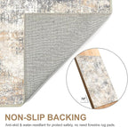 Bavni 6x9 Area Rugs Machine Washable Rug for Living Room, Modern Printed Rug Indoor Soft Area Rug for Bedroom Dining Room, Ultra-Thin Low Pile Carpet with Non Slip Rubber Backing, Beige Gray