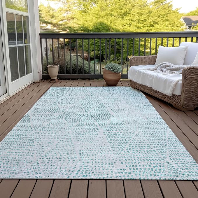 Addison Rugs Chantille ACN591 Aqua 10' x 14' Indoor Outdoor Area Rug, Easy Clean, Machine Washable, Non Shedding, Bedroom, Living Room, Dining Room, Kitchen, Patio Rug